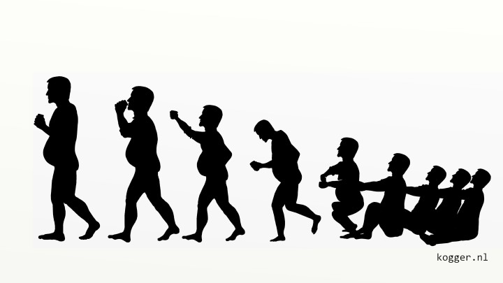 Geinspireerd door de tekeningen over de evolutie van de mens, maakte Kogger er een over de evolutie tijdens de Grouster merke (matinee). 